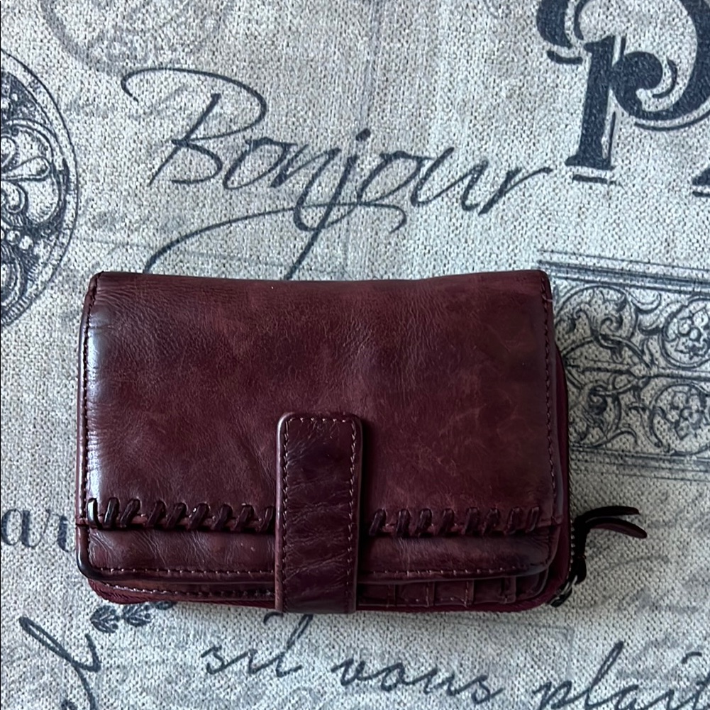 Biba Leather Accordion Wallet - Burgundy